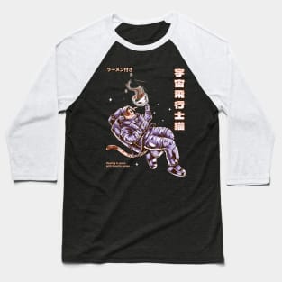 Cat-Stronaut Space Walk with Ramen Baseball T-Shirt